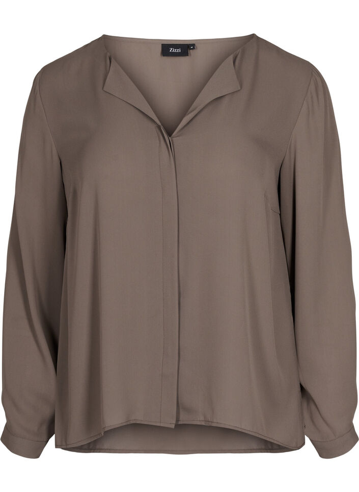 Unifarbenes Hemd mit V-Ausschnitt, Falcon, Packshot image number 0