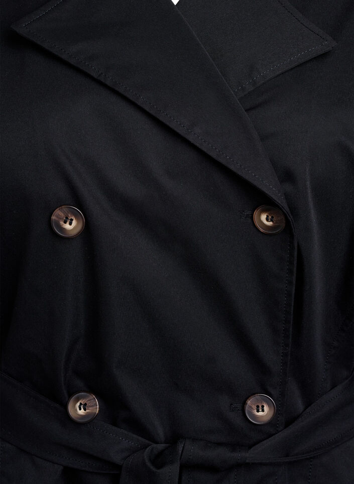 Trenchcoat in Midi-Länge mit Gürtel, Black, Packshot image number 2