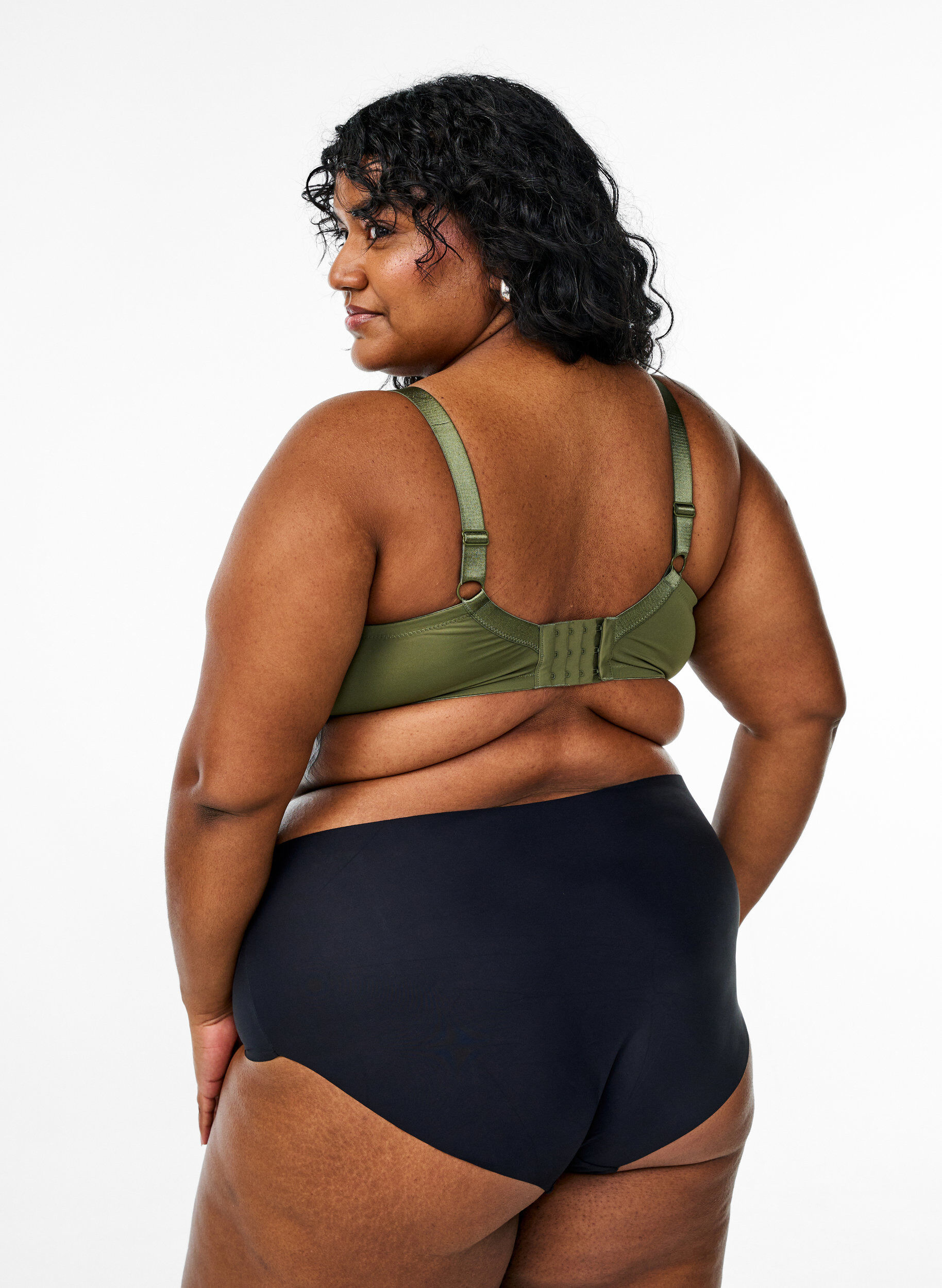 Zizzi Vorgeformter BH aus Mikrofaser mit Satindetail, Gr&uuml;n, Model image number 2