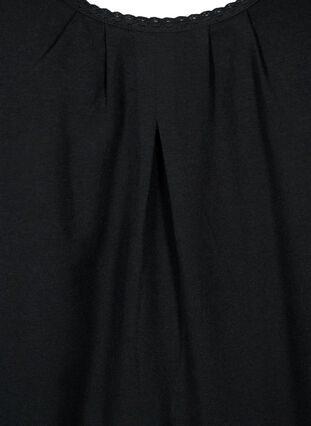 Top aus Baumwolle mit Rundhalsausschnitt und Spitzenrand, Black, Packshot image number 2