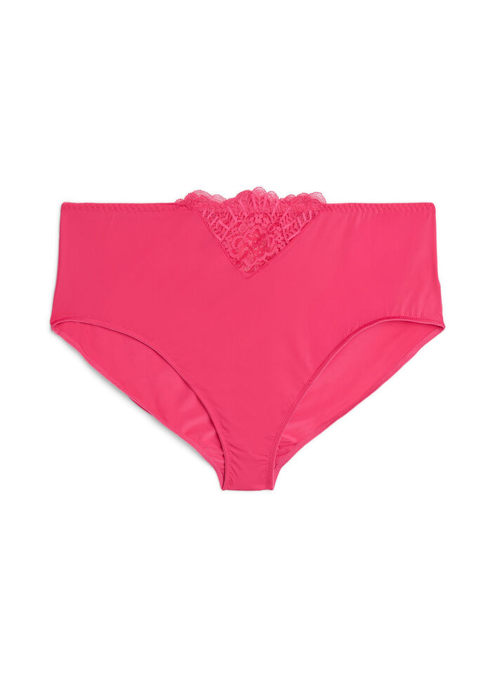 Slip aus Mikrofaser mit Spitzendetails, Pink, Packshot