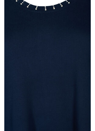 Bluse mit Rundhalsausschnitt und Perlen, Navy Blazer, Packshot image number 2