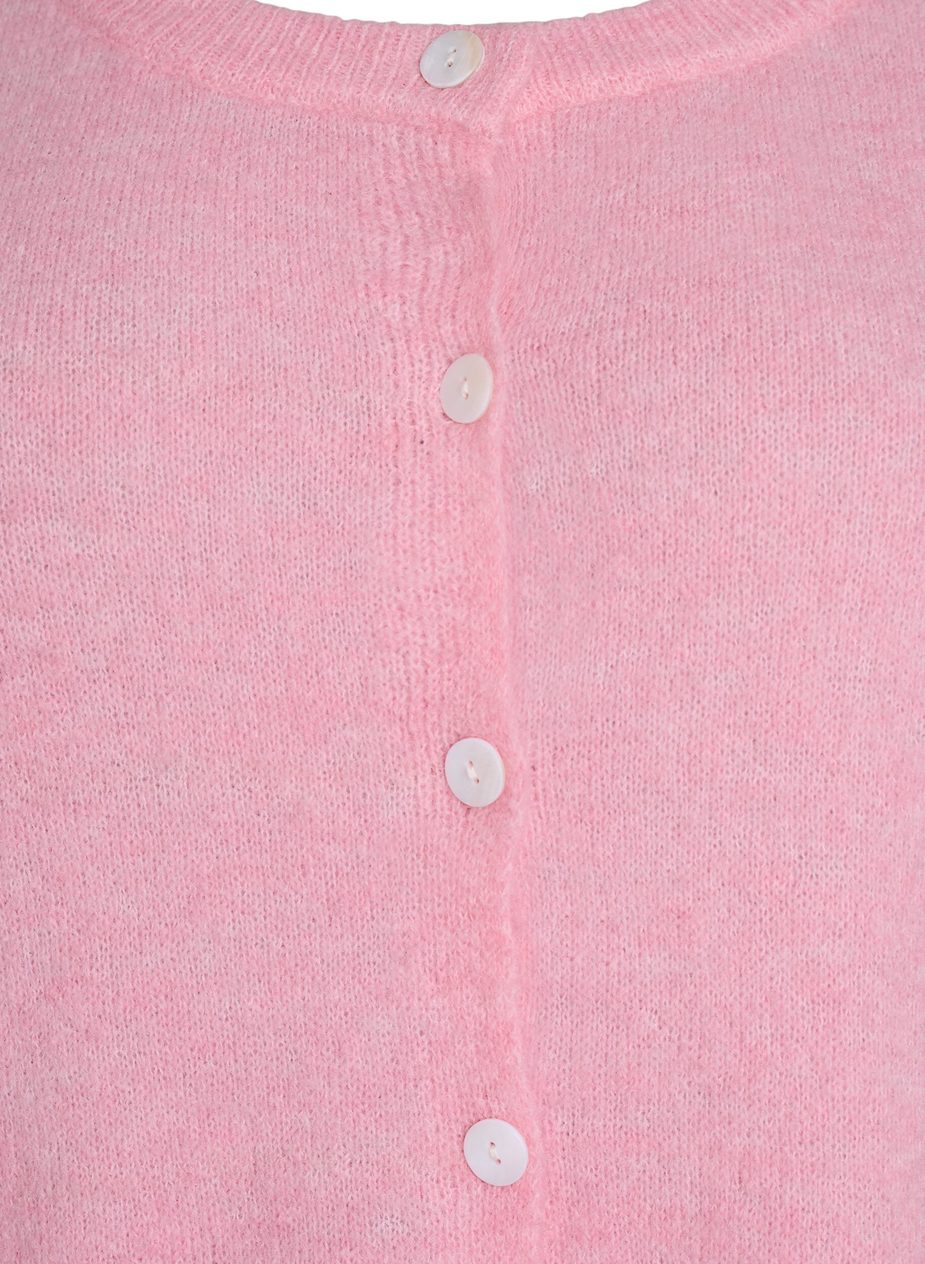 Zizzi Strickjacke aus Wolle mit Kn&ouml;pfen, Pink, Packshot image number 2