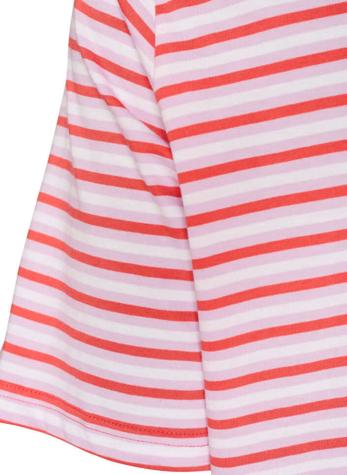 Langes oversized T-Shirt aus Bio-Baumwolle mit Streifen, Lila, Packshot image number 4