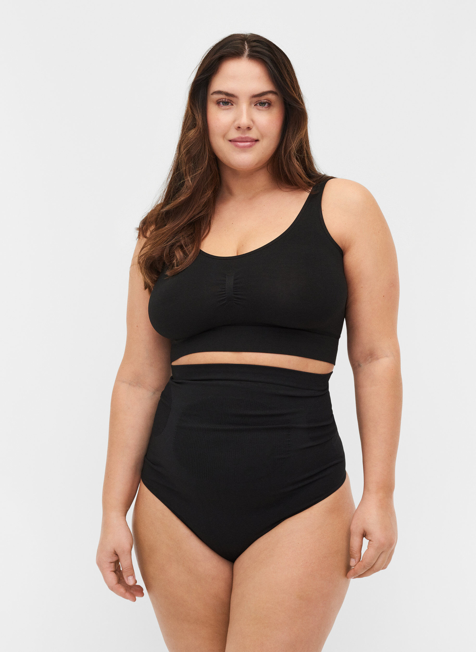 Zizzi Hochtaillierter Shapewear G-String, Black, Model image number 0