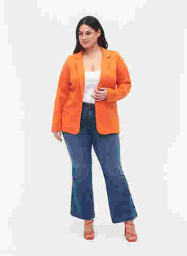 Schlichter Blazer mit Knopf und Dekorationstaschen, Mandarin Orange, Model image number 2