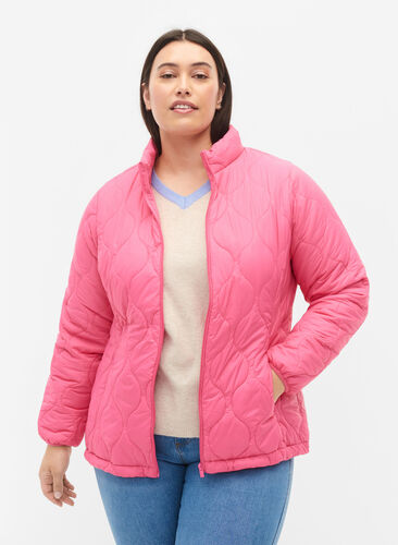 Steppjacke mit Reißverschluss und Taschen, Hot Pink, Model image number 0