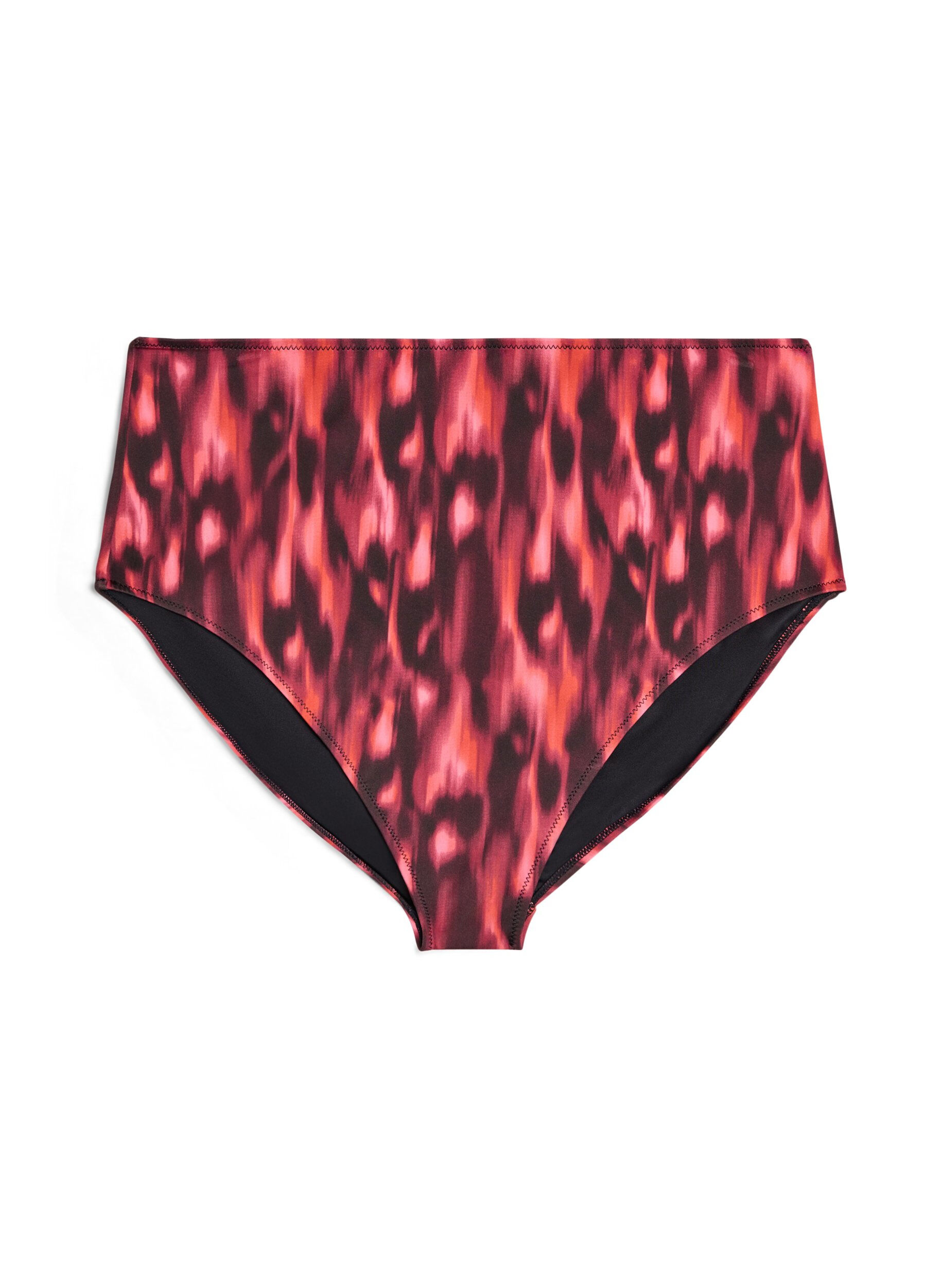Zizzi Bikini-Slip mit Print und hoher Taille, Rot, Packshot image number 0