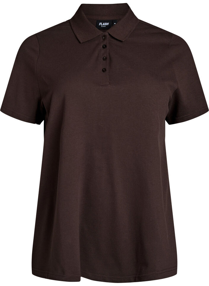 Poloshirt mit kurzen &Auml;rmeln, Braun, Packshot image number 0