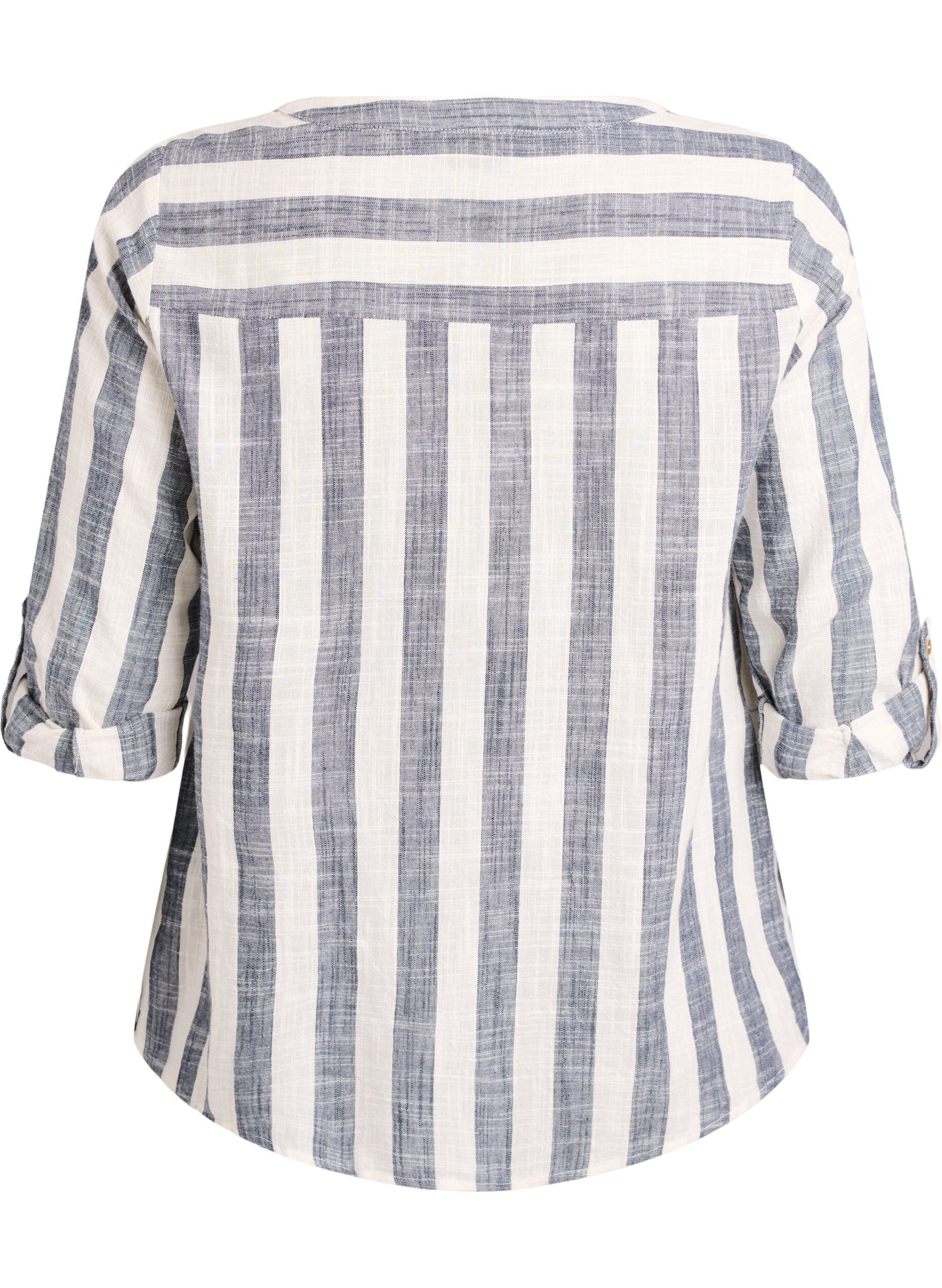 ZizziHemdbluse aus Baumwolle mit V-Ausschnitt, Blau, Packshot image number 1