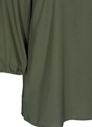 Einfarbige Bluse mit Spitze und 3/4-Ärmeln, Thyme, Packshot image number 3