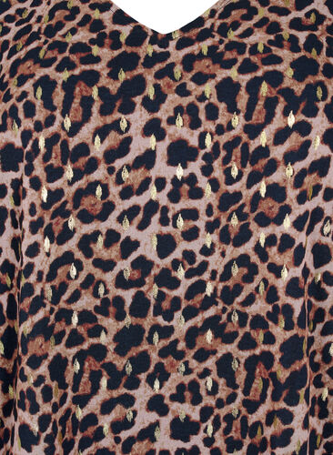 Leo-Bluse mit langen Ärmeln und V-Ausschnitt, Leopard AOP, Packshot image number 2