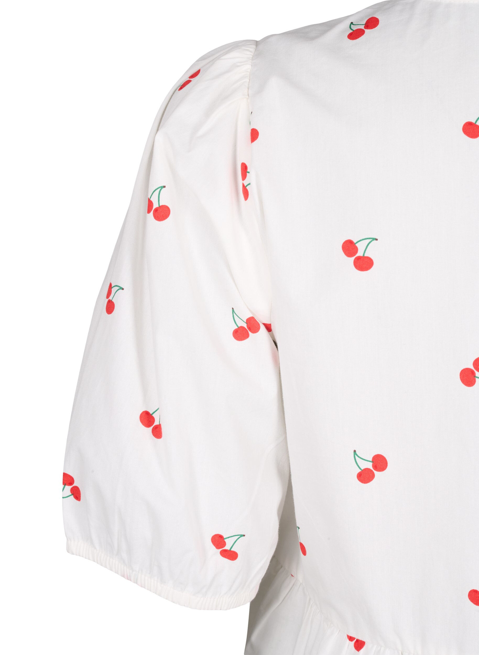 Zizzi Kleid mit Kirschdruck in A-Linien-Form, B. White/Cherry, Packshot image number 3