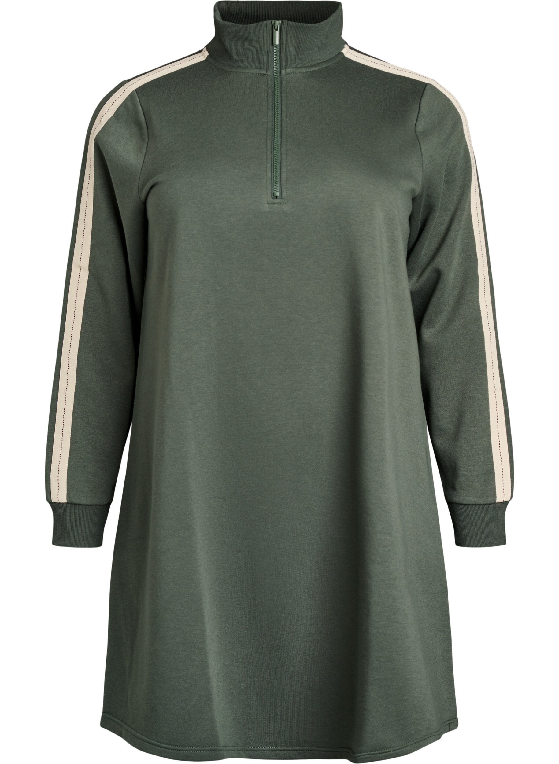 Zizzi Kurzes Sweatshirtkleid mit hohem Kragen, Gr&uuml;n, Packshot image number 0