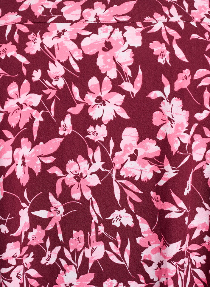 Kurz&auml;rmliges Baumwollkleid mit Aufdruck, Dunkles Bordeaux, Packshot image number 2
