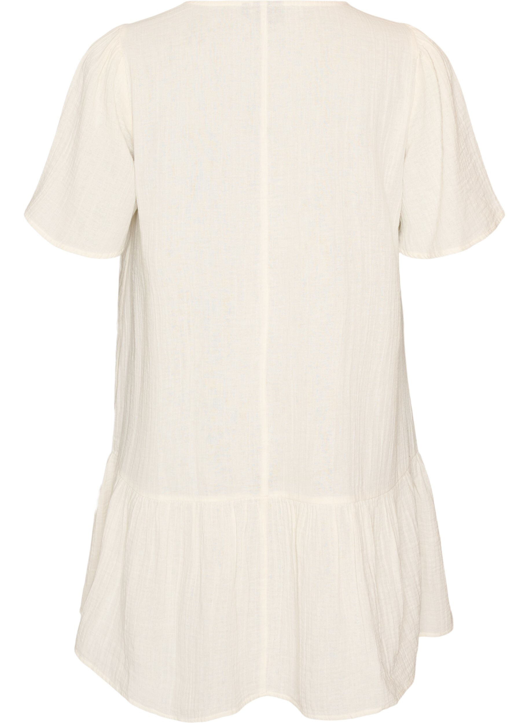 ZizziKurz&auml;rmliges Kleid aus Baumwolle mit A-Linien-Schnitt, Vanille, Packshot image number 1