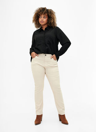 Schmal geschnittene Emily-Jeans mit normal hohem Bund, Oatmeal, Model image number 0