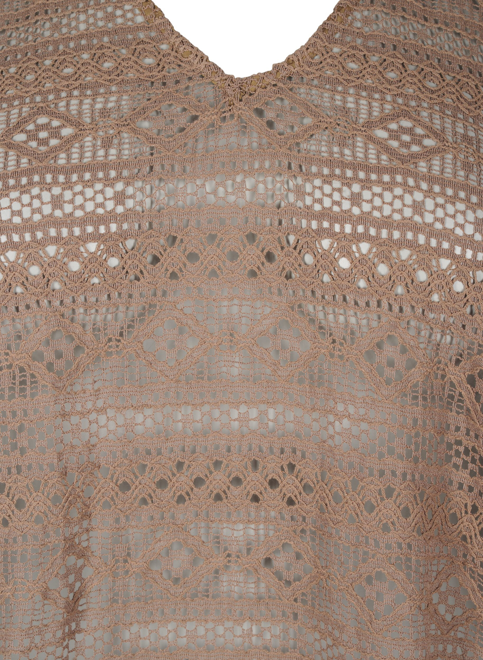 Zizzi Bluse mit Lochmuster und 3/4-&Auml;rmeln, Braun, Packshot image number 2