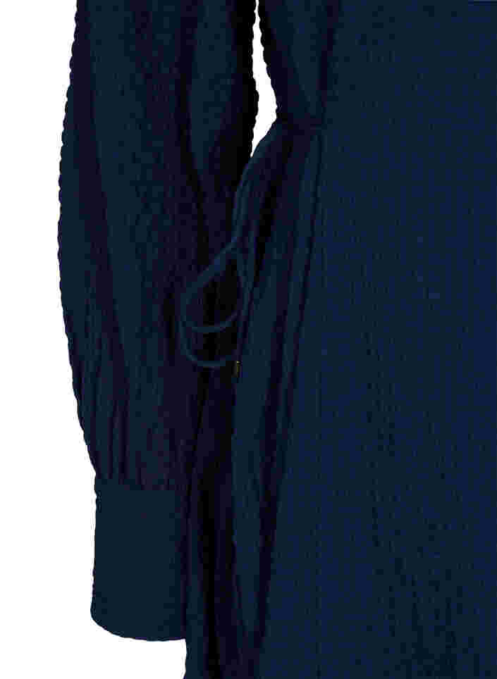 Langarm Kleid mit V-Ausschnitt und Bindeschnüre, Navy Blazer, Packshot image number 2