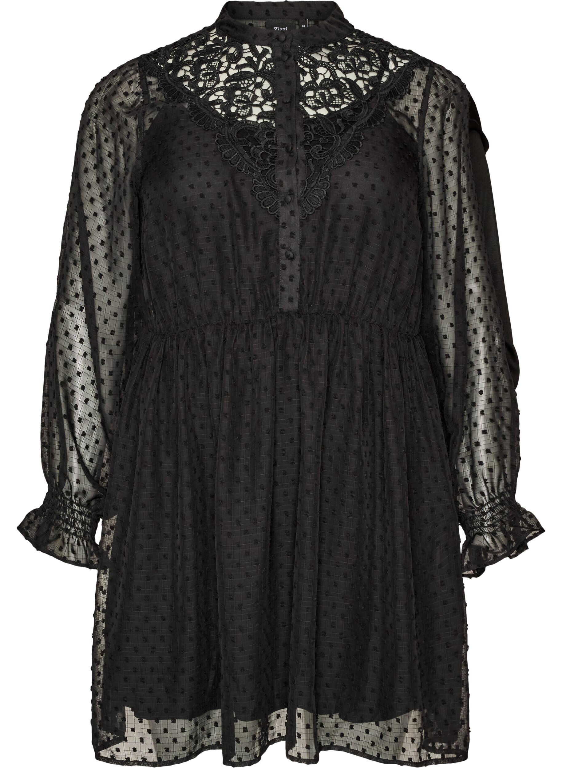 Kleid aus Chiffon mit Guipure-Spitze und Empire-Linie