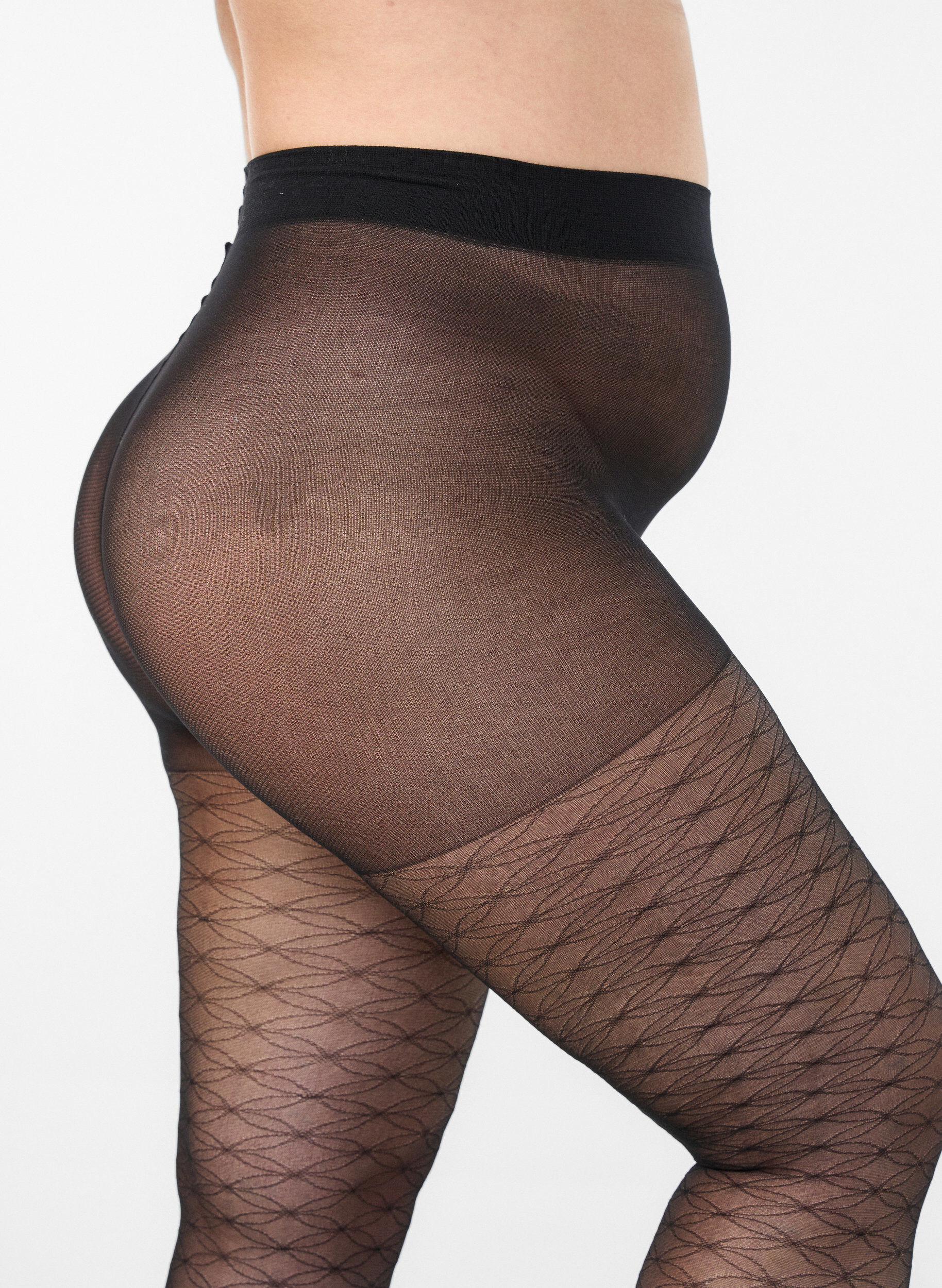 Zizzi Gemusterte Strumpfhose 25 denier, Schwarz, Packshot image number 2