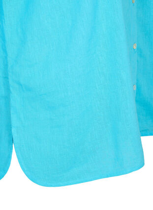 Hemdbluse mit Knopfverschluss in Baumwoll-Leinen-Mischung, Blue Atoll, Packshot image number 3