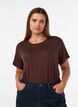 T-Shirt aus Viskose mit Strasssteinen, Braun, Model image number 0