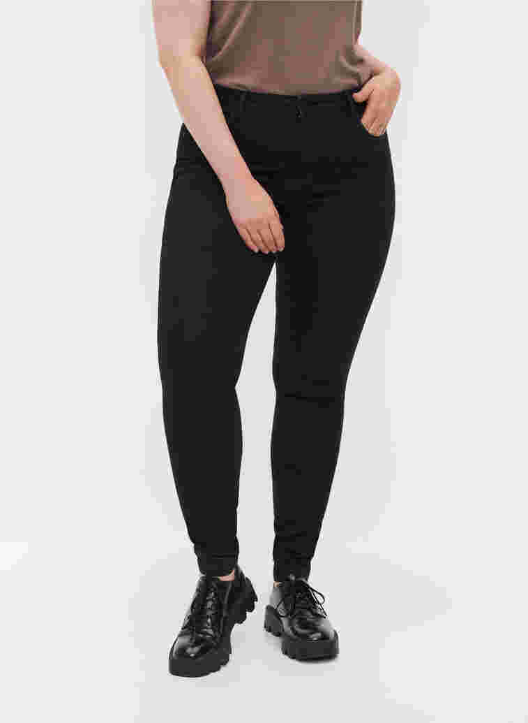 Hochtaillierte Super Slim Amy Jeans, Black, Model image number 3