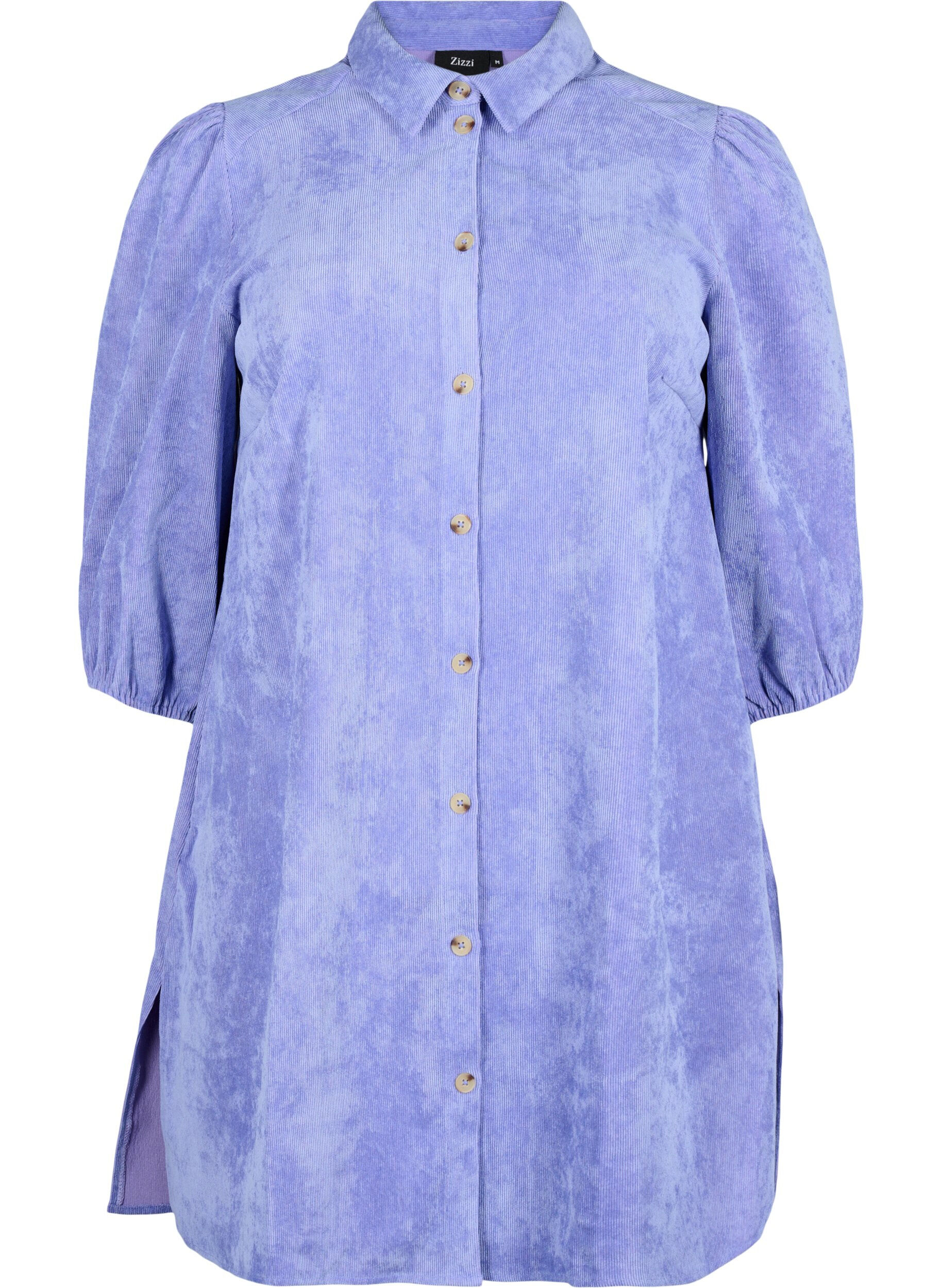 Zizzi Kordkleid mit 3/4 &Auml;rmeln und Kn&ouml;pfen, Lavender Violet, Packshot image number 0