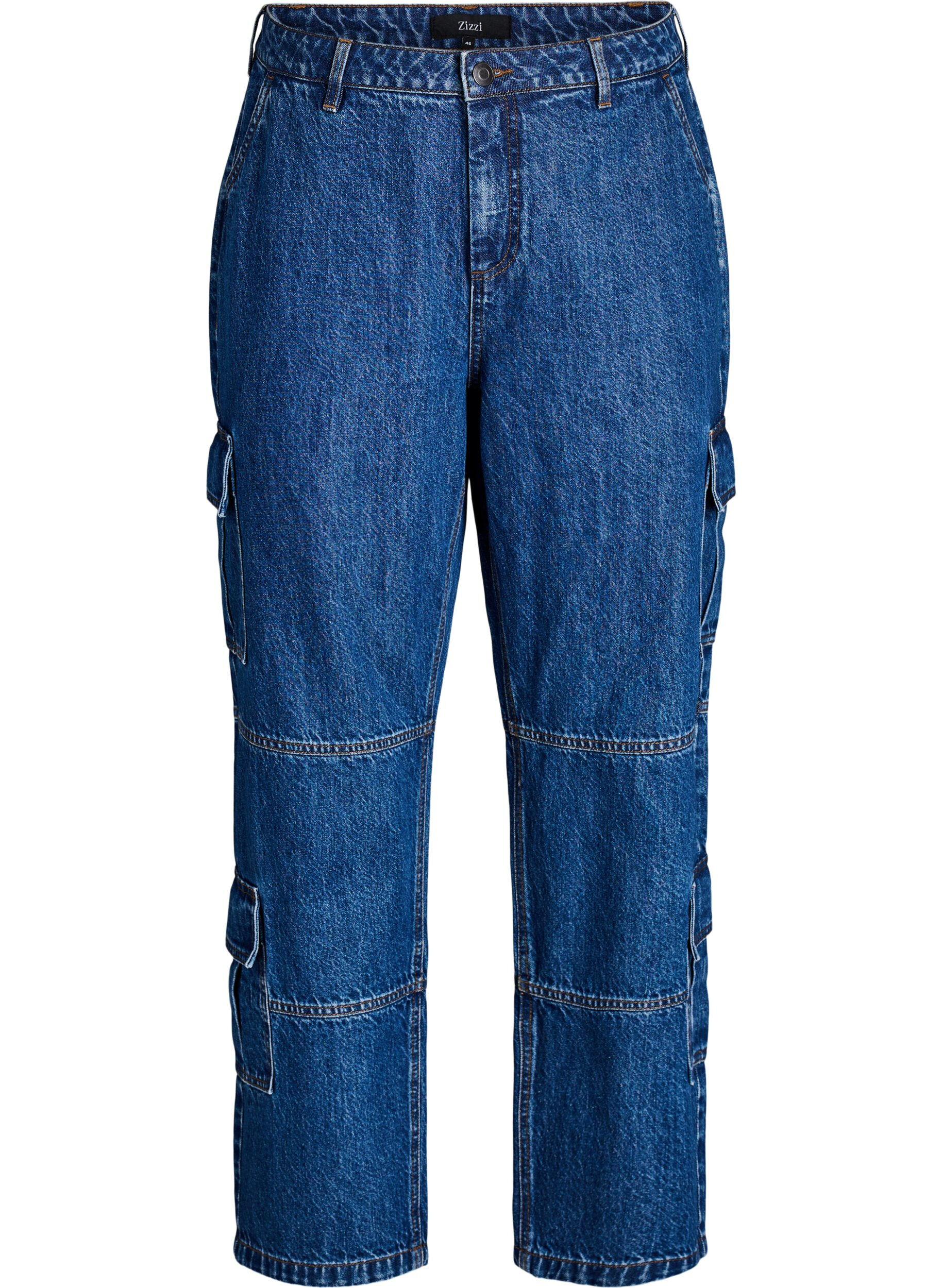 Zizzi Cargojeans mit hoher Taille., Blau, Packshot image number 0