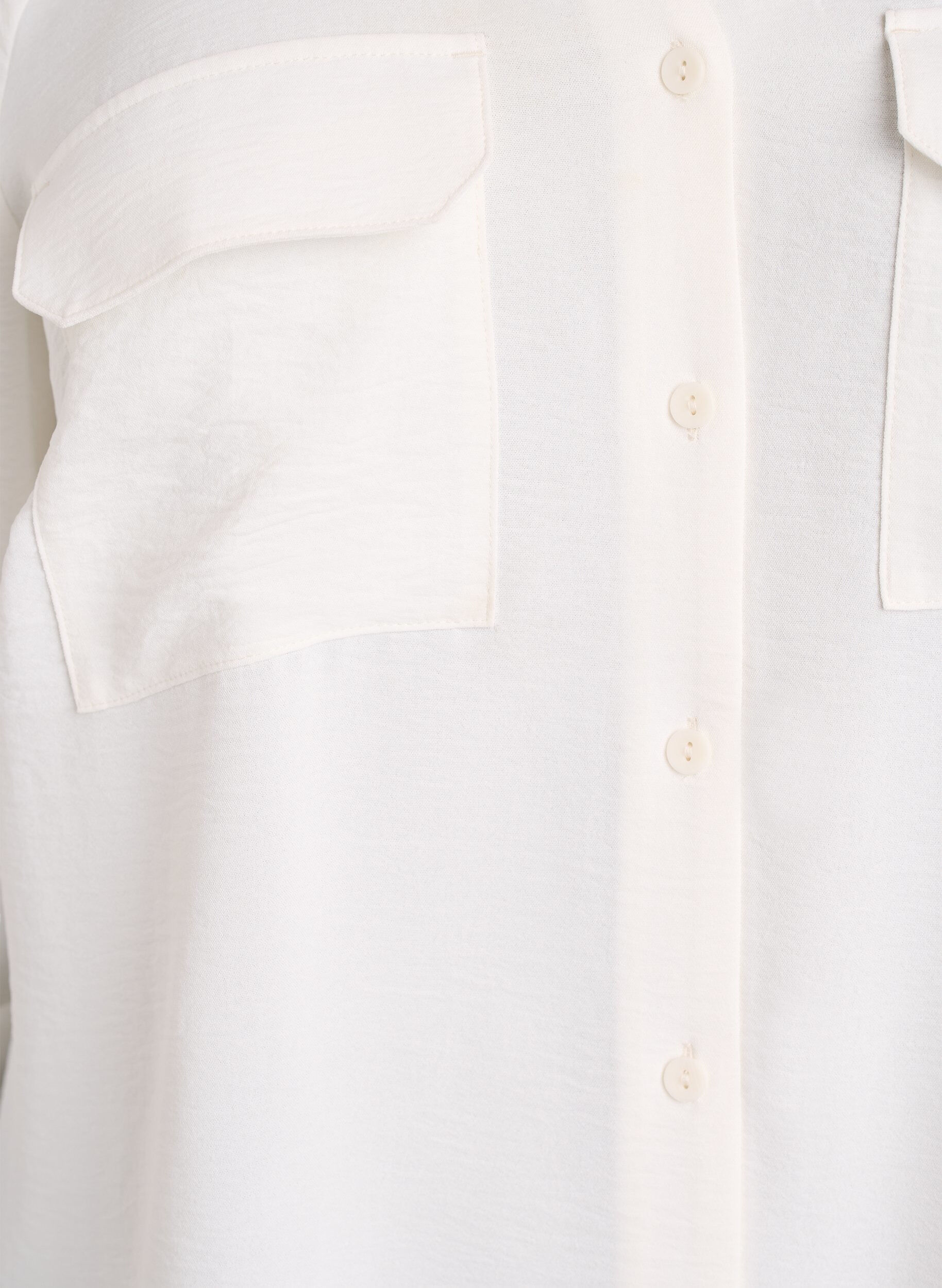 Zizzi FLASH - Hemdbluse mit Brusttaschen und 3/4-&Auml;rmeln, Vanille, Packshot image number 2