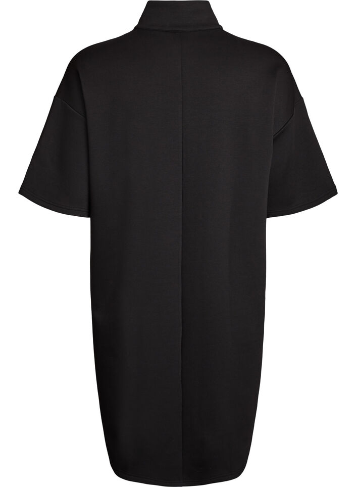 Kurzes Sweatshirtkleid mit hohem Kragen und Reißverschluss, Schwarz, Packshot image number 1