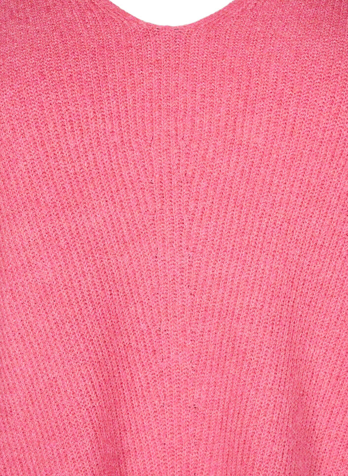 Strickbluse mit V-Ausschnitt und langen Ärmeln, Bubblegum Wh. Mel., Packshot image number 2