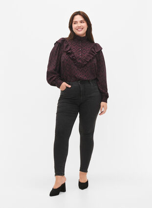 Shirtbluse aus Viskose mit Rüschendetails, Winetasting w. Black, Model image number 2