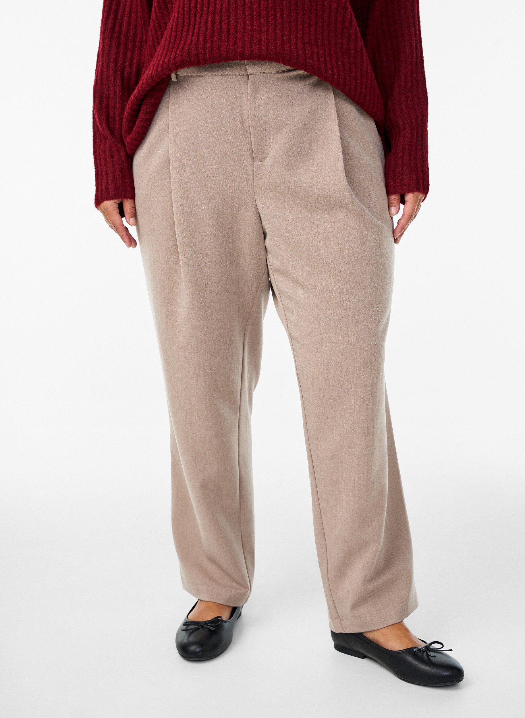 Zizzi Dressehose mit hohem Bund und geradem Bein, Braun, Model image number 2