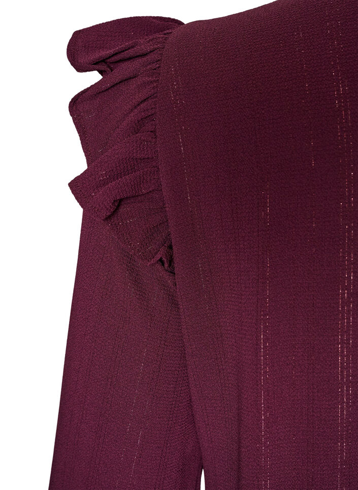 Kurzes Kleid mit R&uuml;schen und Glitzer, Rot, Packshot image number 3