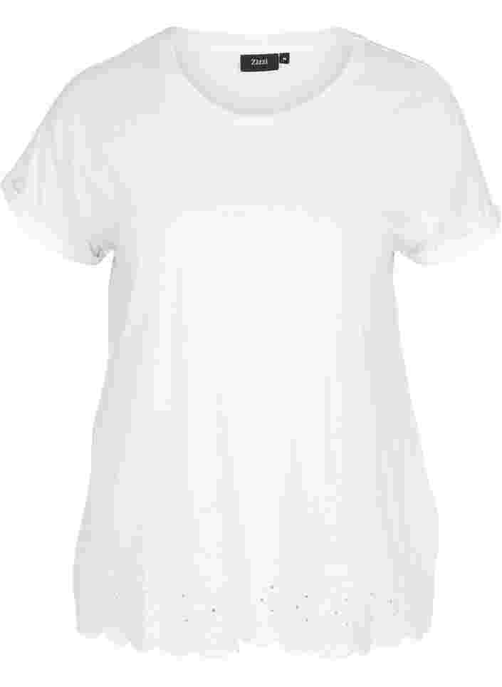 Kurzarm T-Shirt mit Lochstickerei, Off White Mel, Packshot image number 0