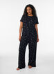 Pyjamahose mit Rippstruktur und gebl&uuml;mtem Print, Schwarz, Model image number 1