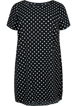 Bedrucktes Kleid mit kurzen Ärmeln, Black w. Dots, Packshot image number 0