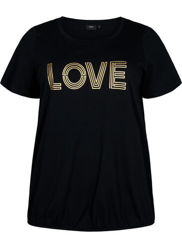 Baumwoll-T-Shirt mit Folien-Druck, Black W. Love, Packshot image number 0