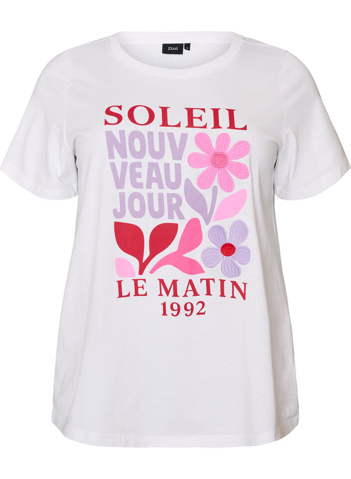 T-Shirt aus Baumwolle mit Print, Wei&szlig;, Packshot image number 0