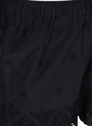 Baumwollshorts mit Taschen und Lochstickerei, Black, Packshot image number 2