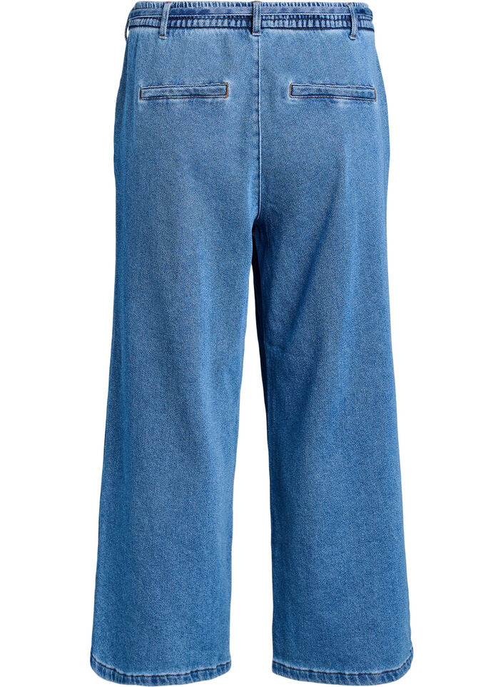 Jeans mit lockerer Passform, elastischem Bund und Tunnelzug, Blau, Packshot
