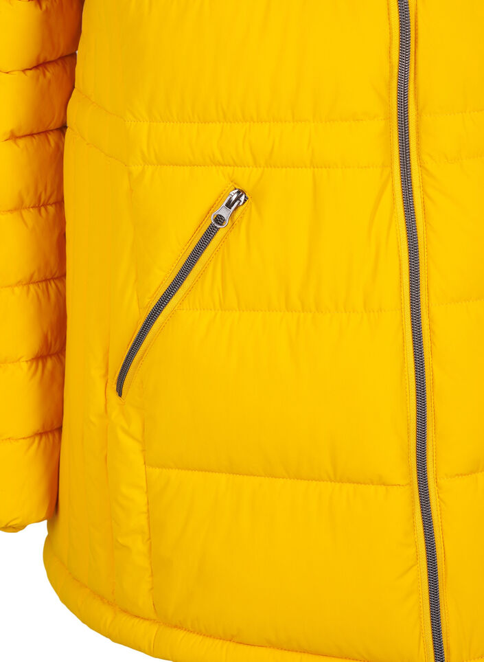 Kurze Steppjacke mit Taschen, Gelb, Packshot image number 3