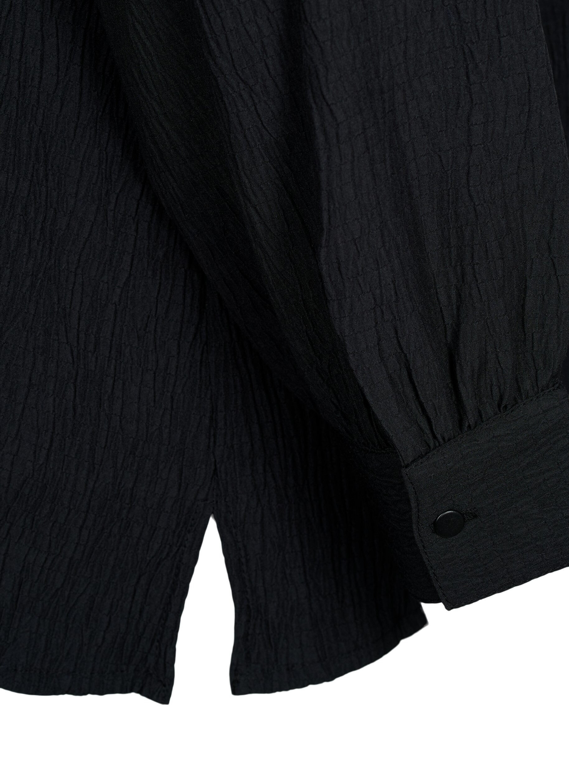 Zizzi Lang&auml;rmlige Bluse mit R&uuml;schenkragen, Black, Packshot image number 3