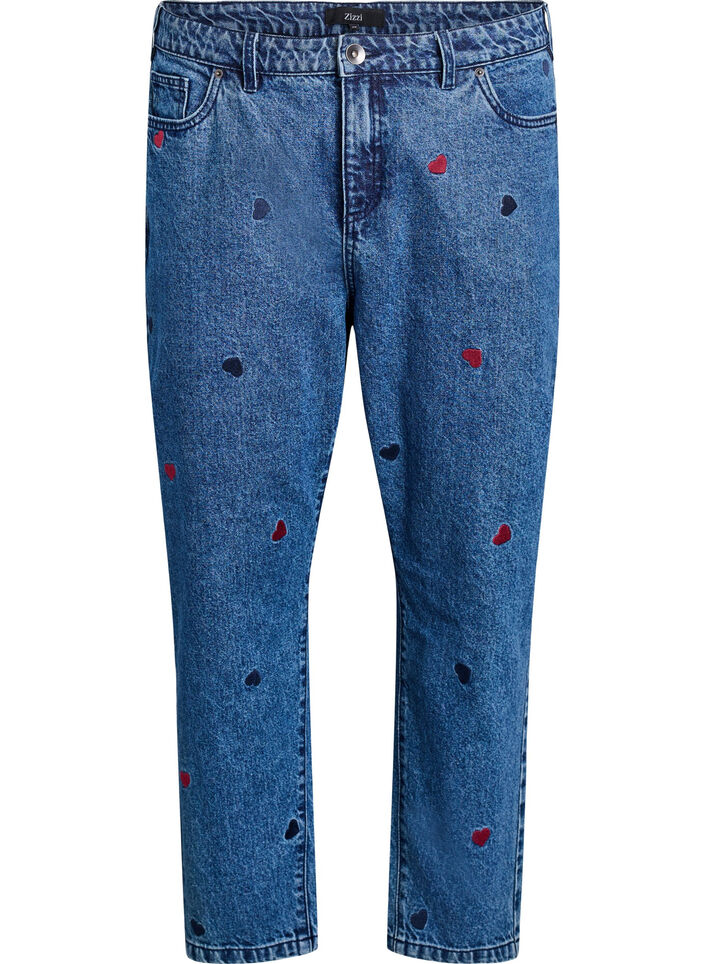 Mille Mom Fit Jeans mit Stickerei, Blau, Packshot image number 0