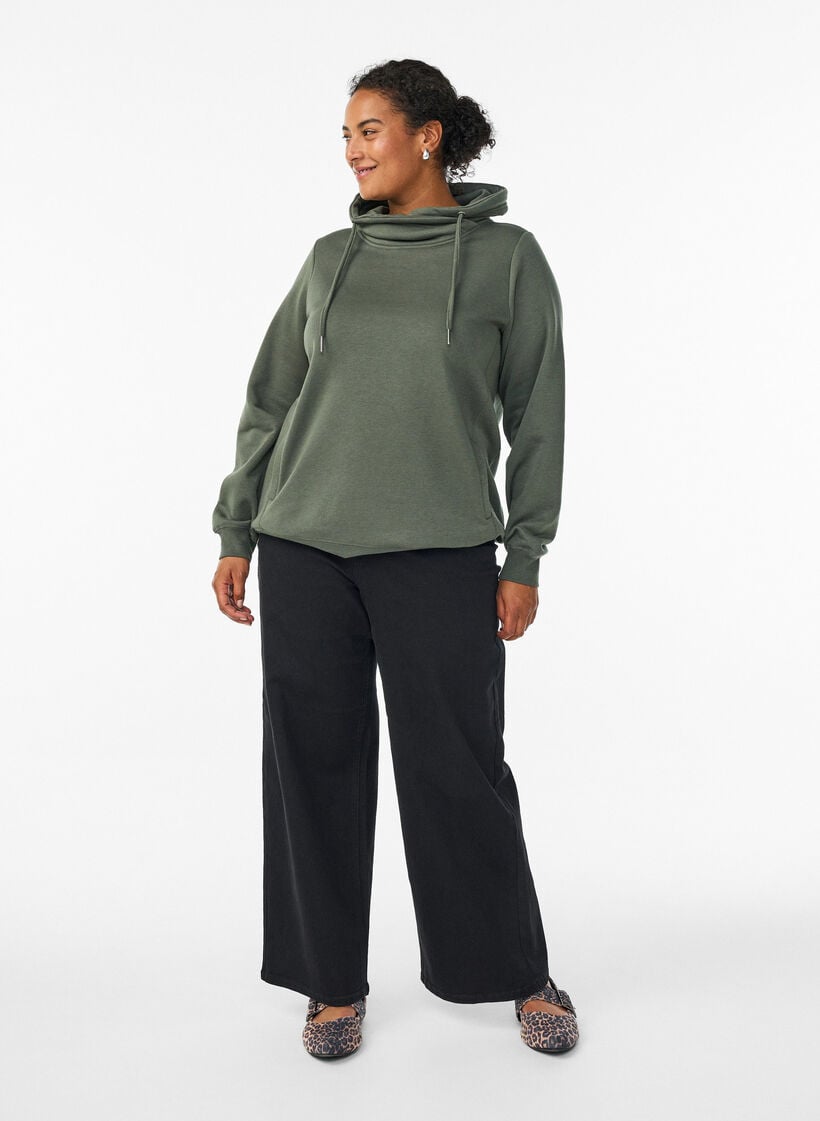 Sweatshirt mit Stehkragen und Taschen, Gr&uuml;n, Model image number 1
