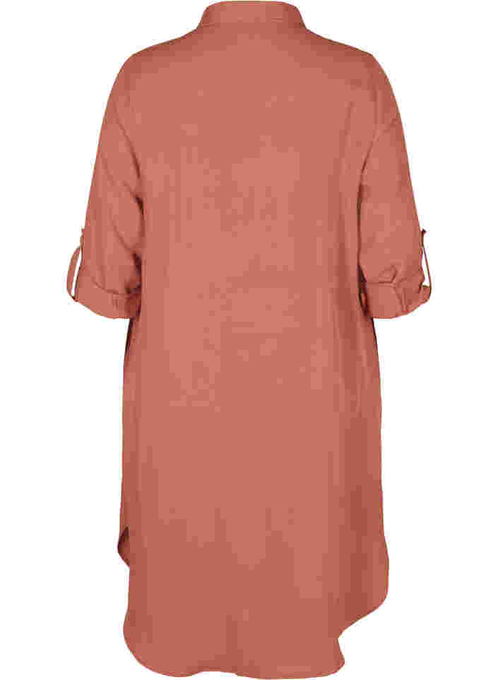 Langes Hemdkleid aus Viskose, Copper Brown, Packshot image number 1
