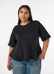 Peplum-Bluse mit ellenbogenlangen &Auml;rmeln, Schwarz, Model image number 0