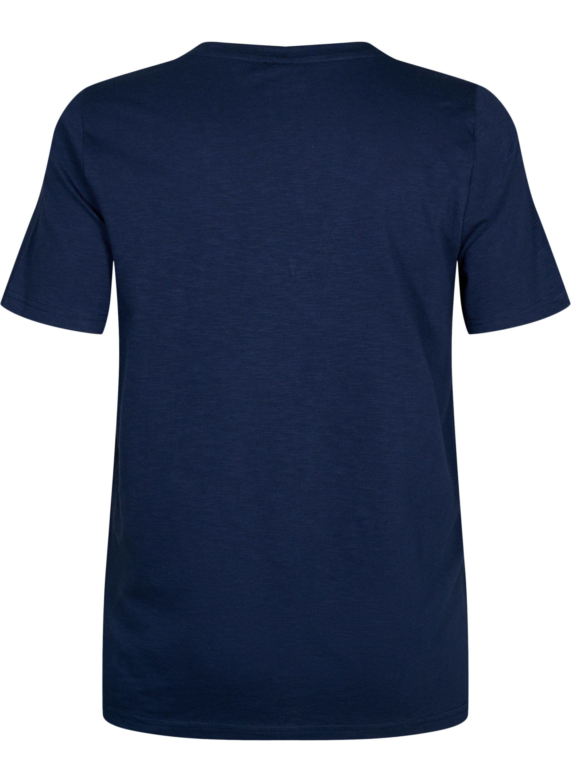 Zizzi Kurz&auml;rmeliges Basic T-Shirt mit V-Ausschnitt, Blau, Packshot image number 1